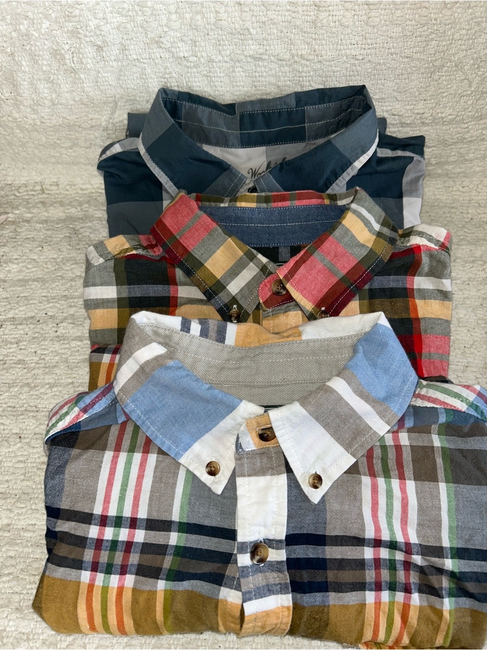 Woolrich Flannel Shirt Top Mens L Plaid Cotton Button Up Workwear Lot 3 Collar